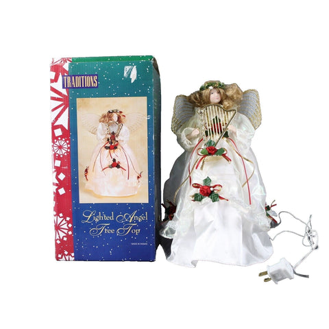Traditions Porcelain 12" Lighted Angel Tree Topper