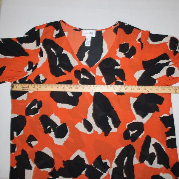 Joseph Ribkoff Top Sz 20 Orange Black Animal Print Recycled Polyester Top