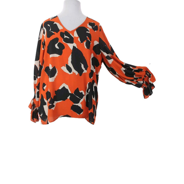 Joseph Ribkoff Top Sz 20 Orange Black Animal Print Recycled Polyester Top