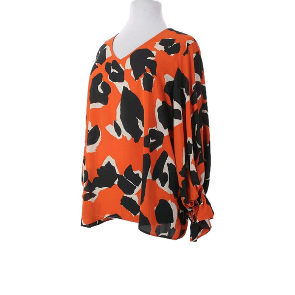 Joseph Ribkoff Top Sz 20 Orange Black Animal Print Recycled Polyester Top