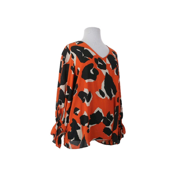 Joseph Ribkoff Top Sz 20 Orange Black Animal Print Recycled Polyester Top