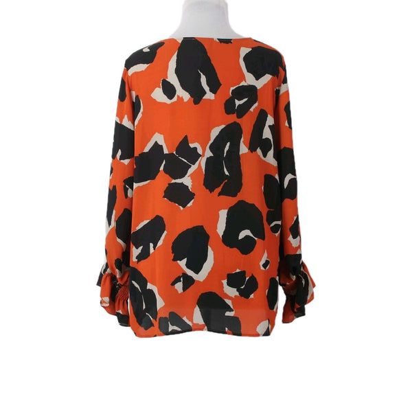 Joseph Ribkoff Top Sz 20 Orange Black Animal Print Recycled Polyester Top