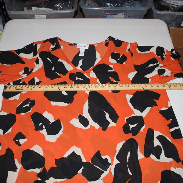 Joseph Ribkoff Top Sz 20 Orange Black Animal Print Recycled Polyester Top