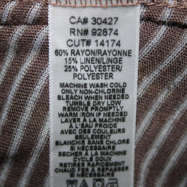 Splendid Sz L Brown Gray Striped Asymmetrical Rayon Linen Poly Wrap Sweater