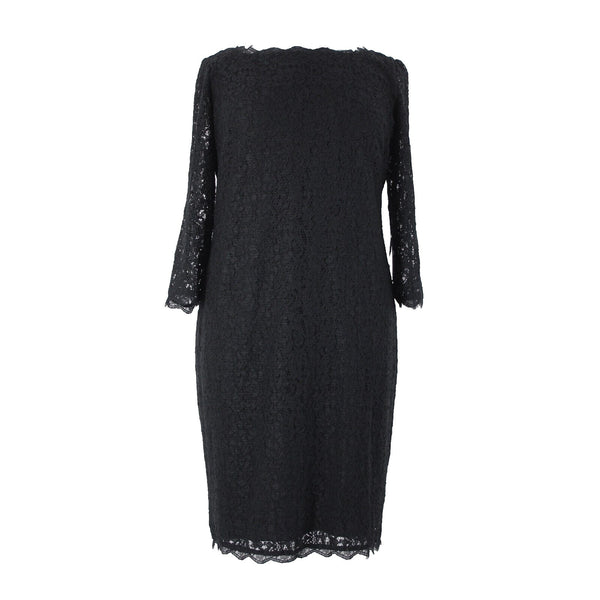 Adrianna Papell NEW $188 Sz 20W Black Lace Lined Viscose Nylon Knee Length Dress