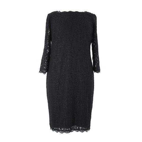 Adrianna Papell NEW $188 Sz 20W Black Lace Lined Viscose Nylon Knee Length Dress