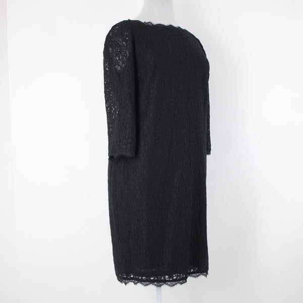 Adrianna Papell NEW $188 Sz 20W Black Lace Lined Viscose Nylon Knee Length Dress