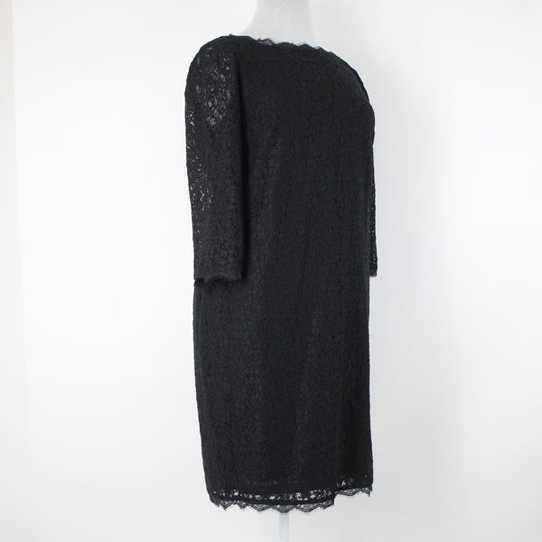 Adrianna Papell NEW $188 Sz 20W Black Lace Lined Viscose Nylon Knee Length Dress