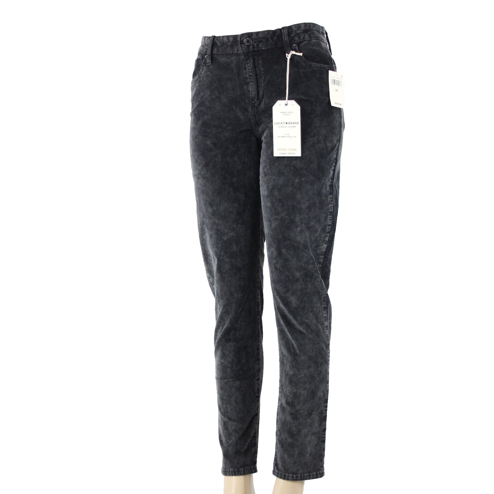Lucky Brand NEW $99 Sz 32 x 30 Grey Black Velveteen Pockets Cotton Pant