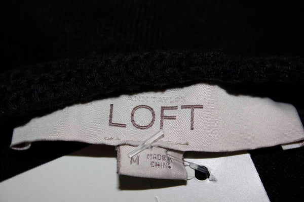 Ann Taylor LOFT Sz M Black Tan Cotton Woven Trim Sleeveless Top