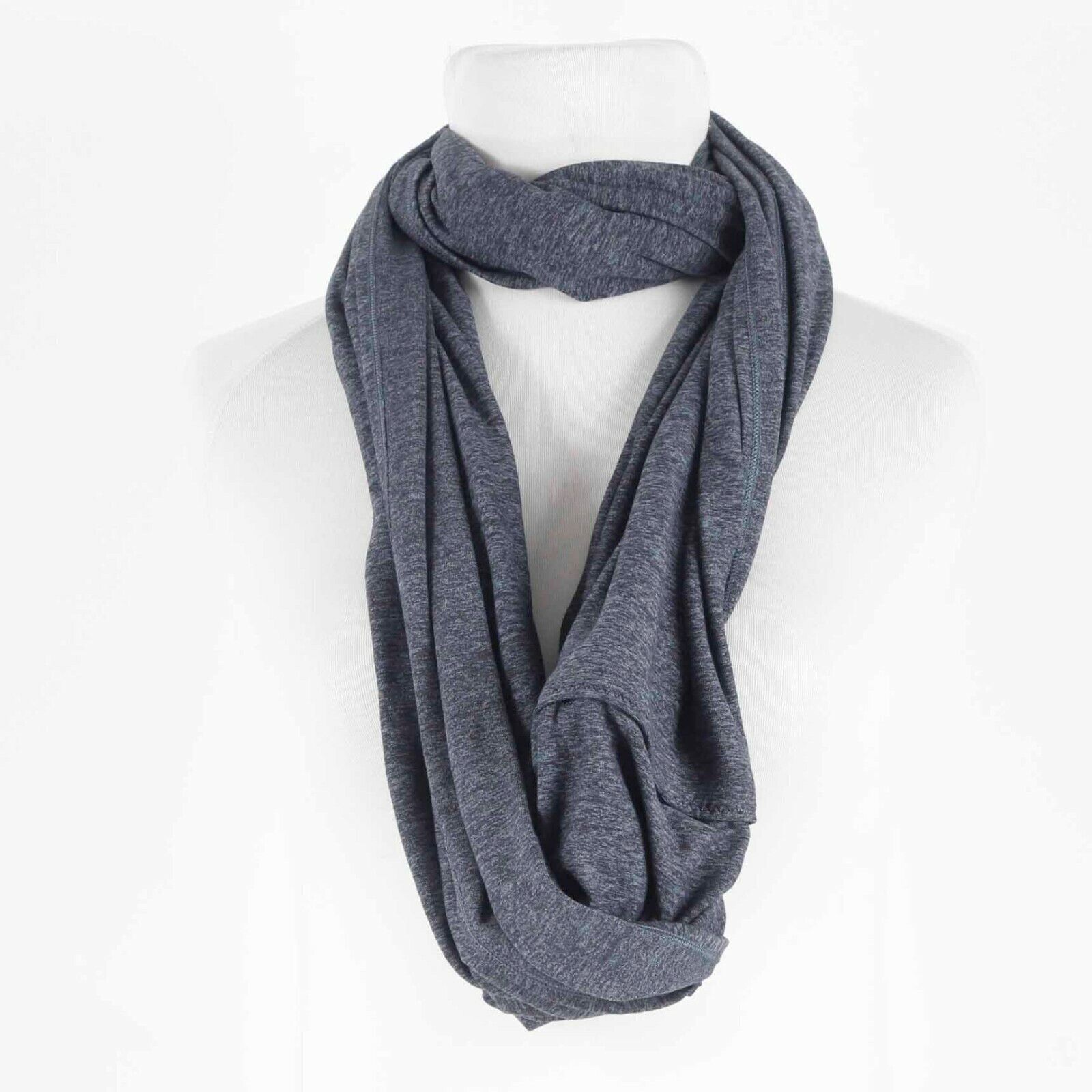 Lululemon OS 60 x 28 Gray Teal Hidden Snap Closure Stretch Knit Scarf Wrap