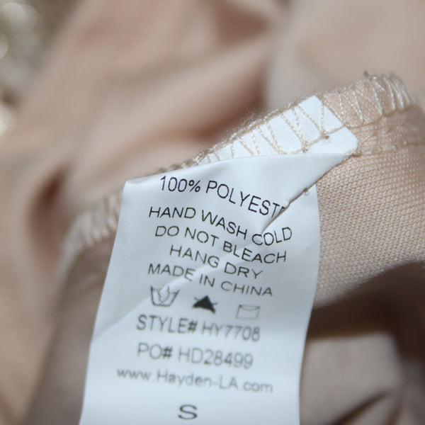 Hayden Dress NEW Sz S Tan Gold Sequin Lined Pockets 100% Polyester Dress