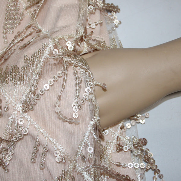 Hayden Dress NEW Sz S Tan Gold Sequin Lined Pockets 100% Polyester Dress