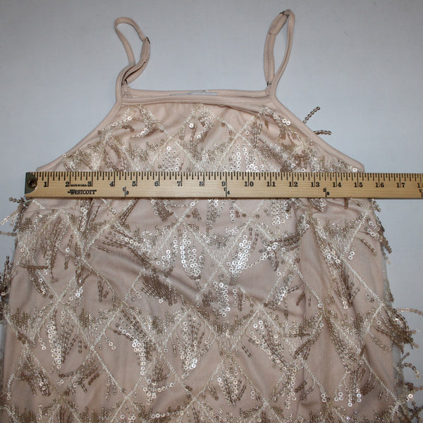 Hayden Dress NEW Sz S Tan Gold Sequin Lined Pockets 100% Polyester Dress