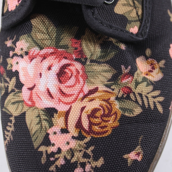 Dr Martens Boots Shoreditch Sz 9 Black Pink Multi Victorian Floral Canvas Boots