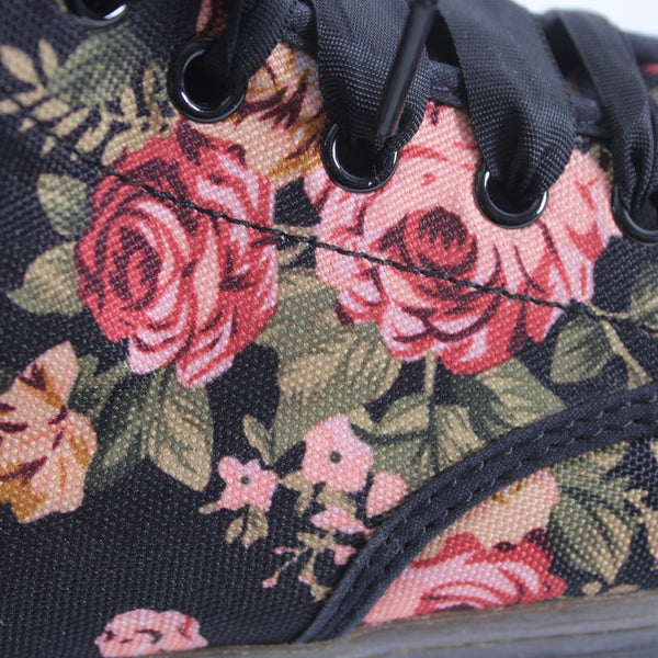 Dr Martens Boots Shoreditch Sz 9 Black Pink Multi Victorian Floral Canvas Boots