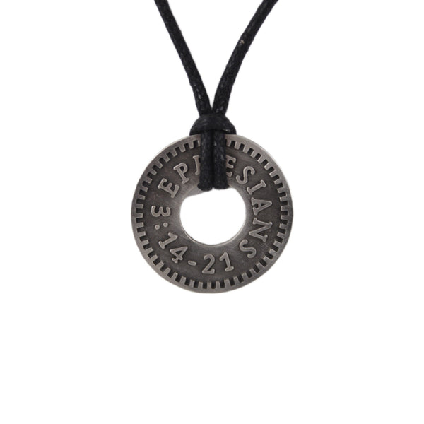 Bible Verse Necklace Shields Of Strength Ephesians 3:14-21 Washer Necklace