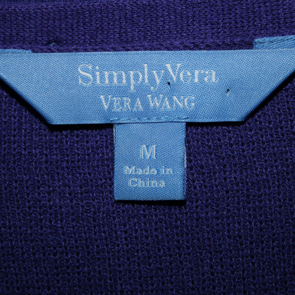 Simply Vera Sz M Purple Asymmetrical Draped Cotton Rayon Wrap Sweater