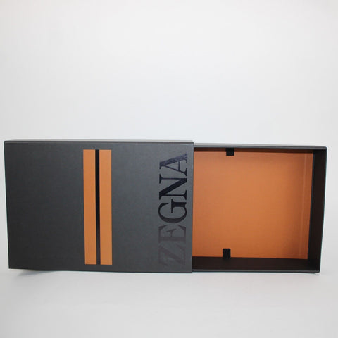 Zegna 14 x 10 x 3 Black Tan Pull Out Gift Box