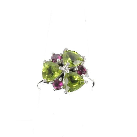 Peridot Amethyst Sz 9.25 Sterling Silver Green Purple Faceted Stones Ring
