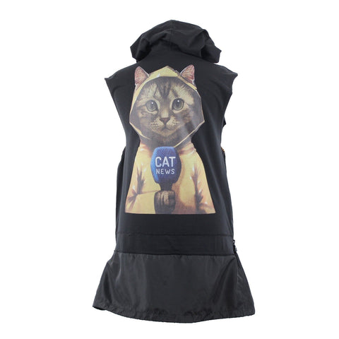 Dandify Black Multi Color Hooded Cat Kitten No Fabric Label Dress