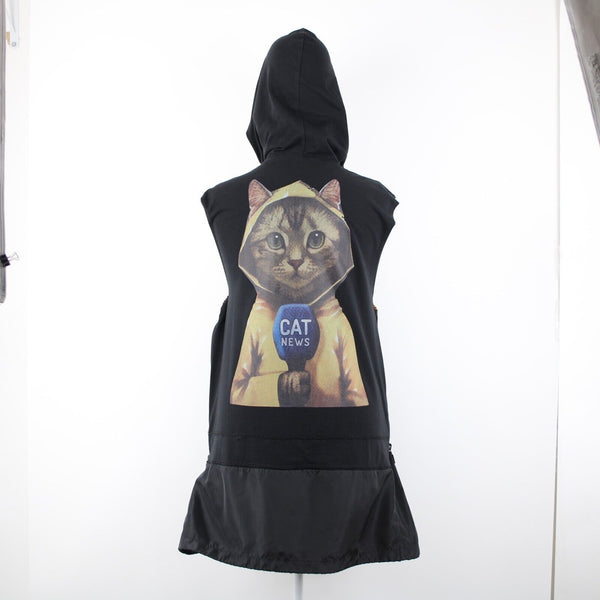 Dandify Black Multi Color Hooded Cat Kitten No Fabric Label Dress