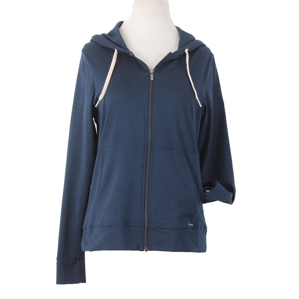 Glyder AW Jacket Sz S Navy Blue Zipper Pockets Hooded Polyester Elastane Jacket