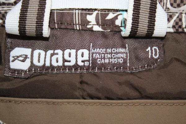Orage Sz 10 x 25 Brown Multi Prime OT Lined Polyester PU Nylon Snowpant