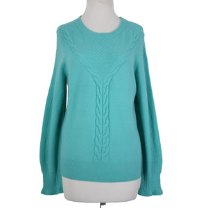 Talbots Petites Sz LP Aqua Blue Knit Long Sleeve Acrylic Nylon Spandex Sweater