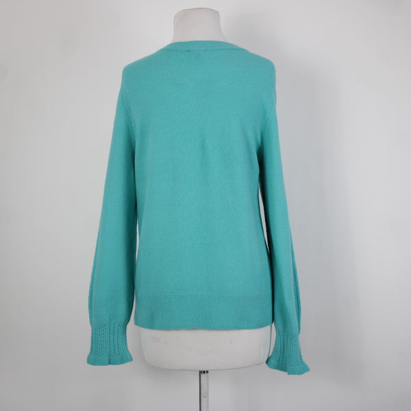 Talbots Petites Sz LP Aqua Blue Knit Long Sleeve Acrylic Nylon Spandex Sweater