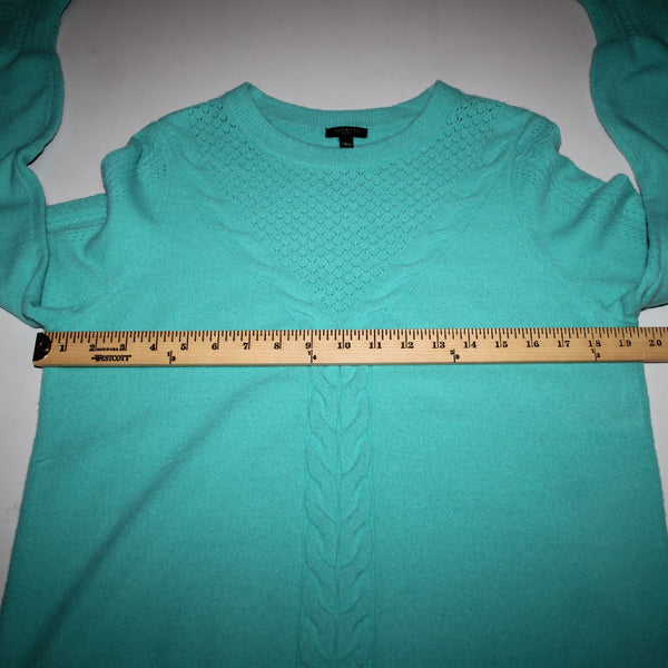 Talbots Petites Sz LP Aqua Blue Knit Long Sleeve Acrylic Nylon Spandex Sweater