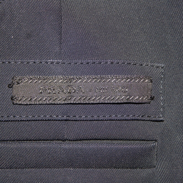 Prada Sz 46 x 33.5 Navy Slash Pockets No Fabric Label Dress Pant