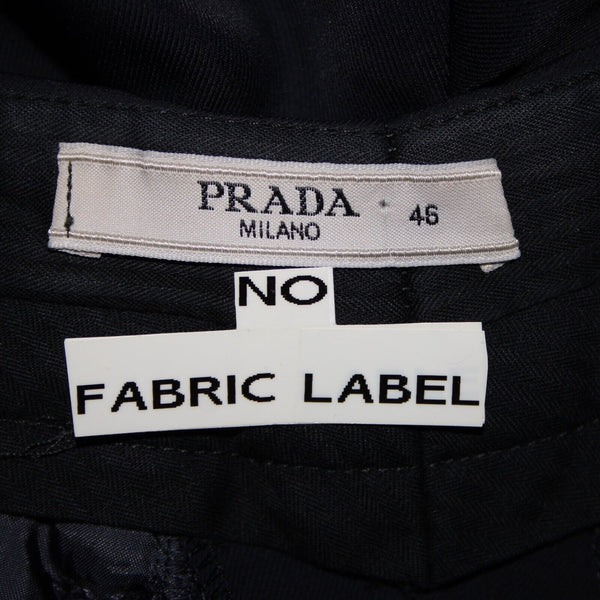 Prada Sz 46 x 33.5 Navy Slash Pockets No Fabric Label Dress Pant