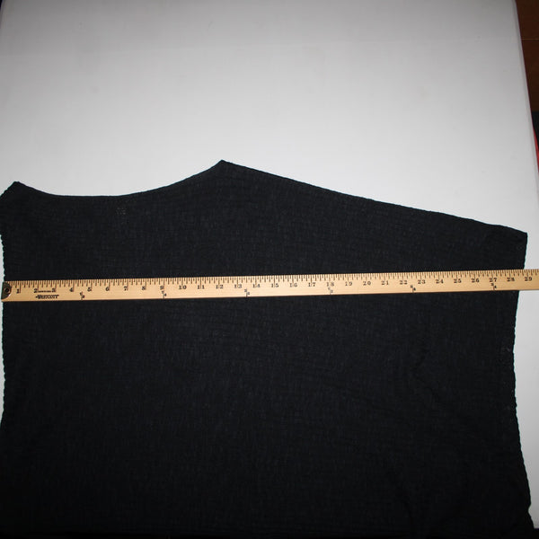 Eileen Fisher Sz OS Navy Black Ribbed Asymmetrical Wrap Bohemian Sweater