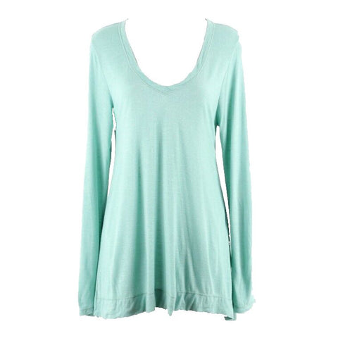 Max Studio NEW $68 M Aqua Slub Knit Tab Sleeve 100% Rayon Top