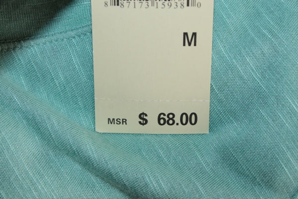 Max Studio NEW $68 M Aqua Slub Knit Tab Sleeve 100% Rayon Top