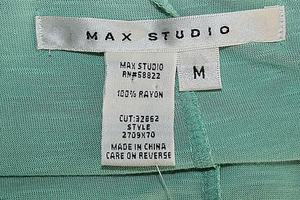 Max Studio NEW $68 M Aqua Slub Knit Tab Sleeve 100% Rayon Top
