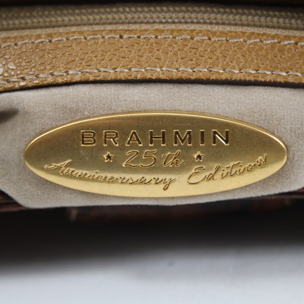 Brahmin 25th Anniversary 13 x 6 Brown Croc Detail Adjust Straps Leather Purse