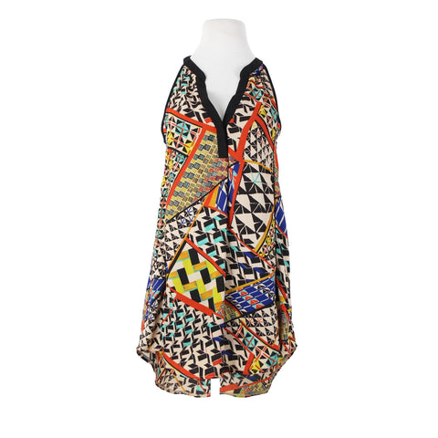 Astr Sz XS Black Multi Color V Neck Lined Sleeveless 100% Polyester Dress
