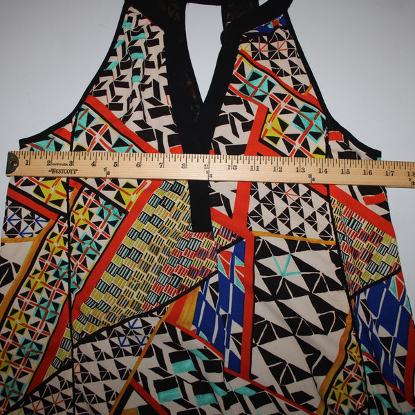 Astr Sz XS Black Multi Color V Neck Lined Sleeveless 100% Polyester Dress