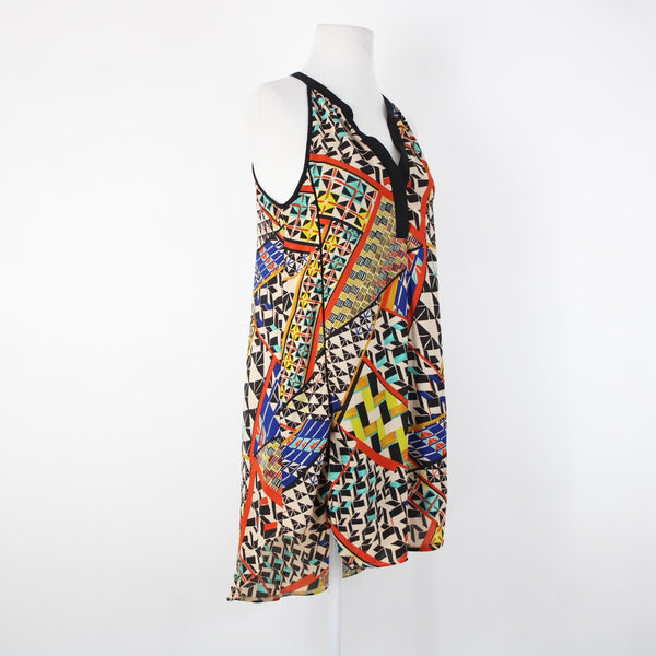 Astr Sz XS Black Multi Color V Neck Lined Sleeveless 100% Polyester Dress