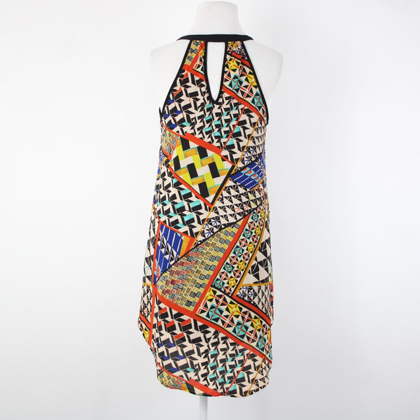 Astr Sz XS Black Multi Color V Neck Lined Sleeveless 100% Polyester Dress
