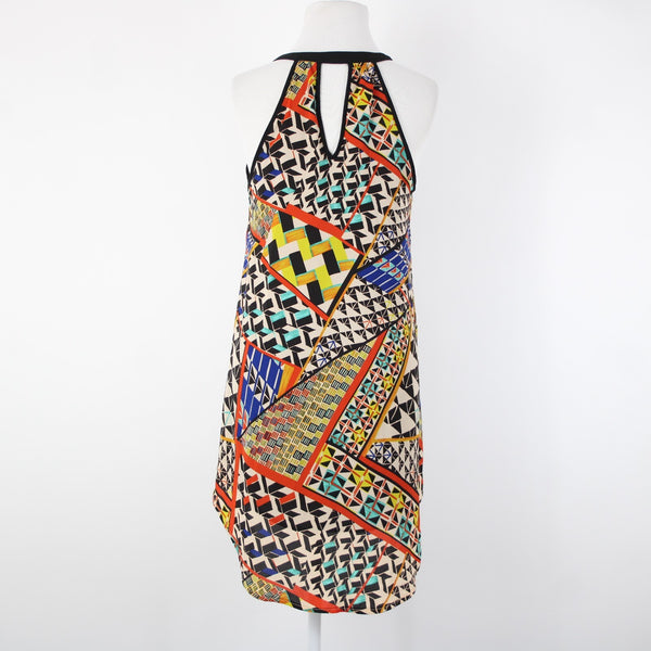 Astr Sz XS Black Multi Color V Neck Lined Sleeveless 100% Polyester Dress