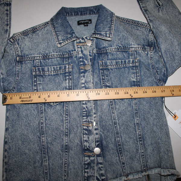 Originality NEW $58 Sz M Blue Denim Rock N Roll Patch 100% Cotton Jacket