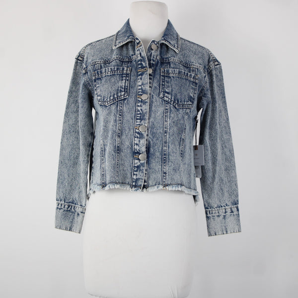 Originality NEW $58 Sz M Blue Denim Rock N Roll Patch 100% Cotton Jacket
