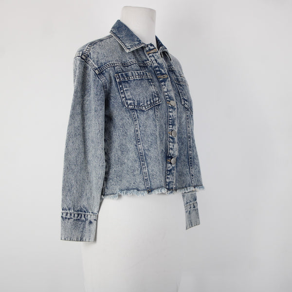 Originality NEW $58 Sz M Blue Denim Rock N Roll Patch 100% Cotton Jacket