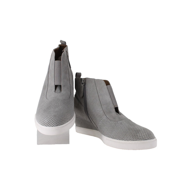 Linea Paolo Booties Sz 11 M gray Silver Hardware Zipper Suede Leather Ankle Boot