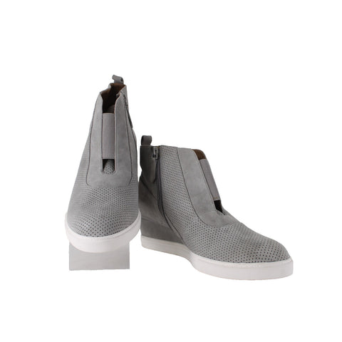 Linea Paolo Booties Sz 11 M gray Silver Hardware Zipper Suede Leather Ankle Boot