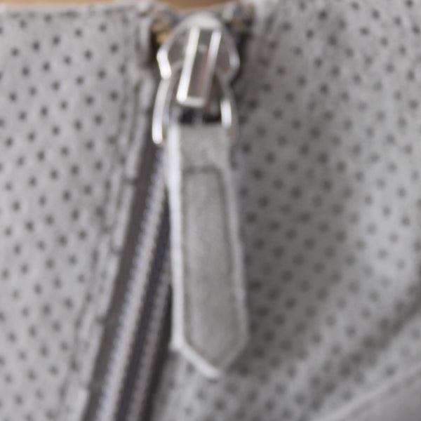 Linea Paolo Booties Sz 11 M gray Silver Hardware Zipper Suede Leather Ankle Boot