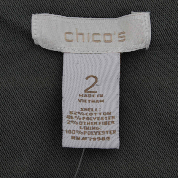 Chicos NEW $69 Lani Sz 2 Moss Cream Green Gold Striped Lace Cotton Polyester Top